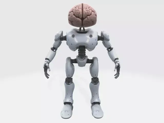Robot with human brain 3D model