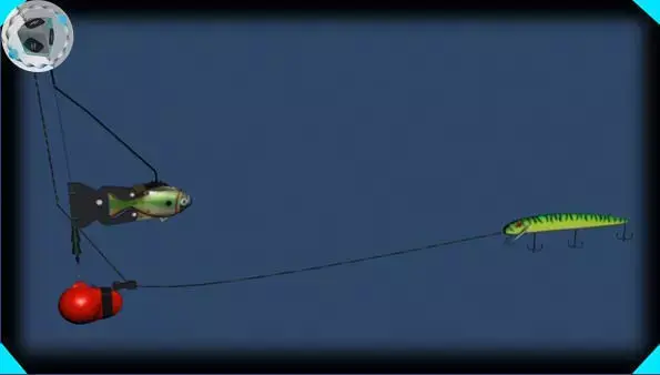 downrigger two fish on fishing line 3D model