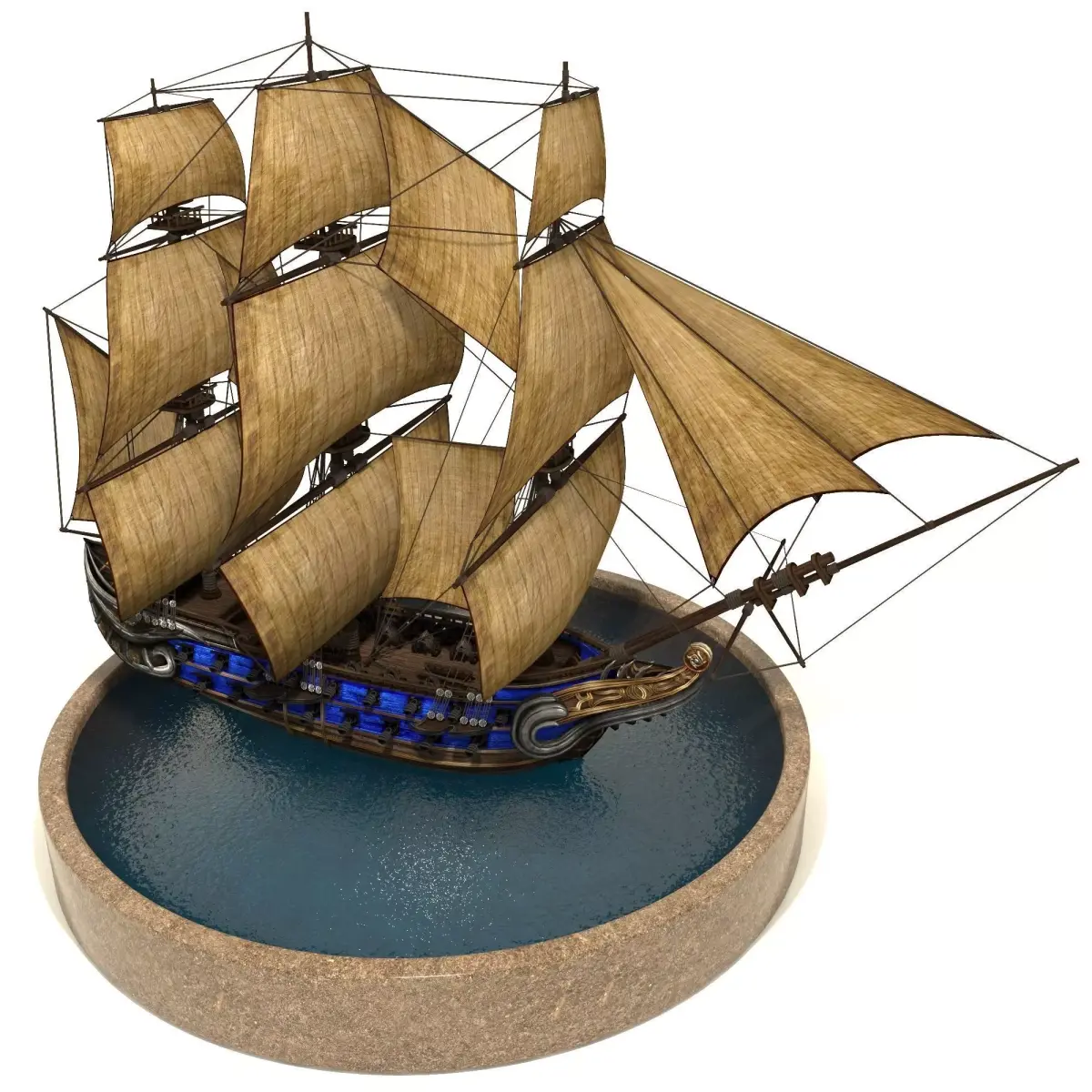 Pirate Ship Low-poly 3D model