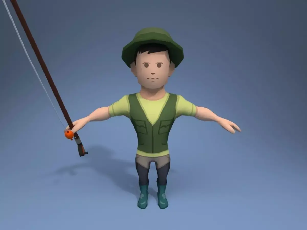 Medieval Fisherman Low-poly 3D model