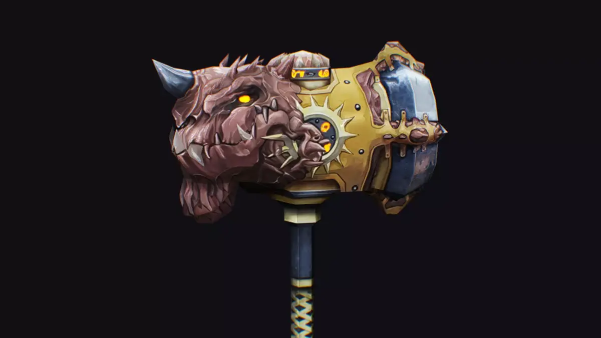 Hammer Golden Sledgehammer Dragon Head Breaker Mace Maul Mallet Low-poly 3D model