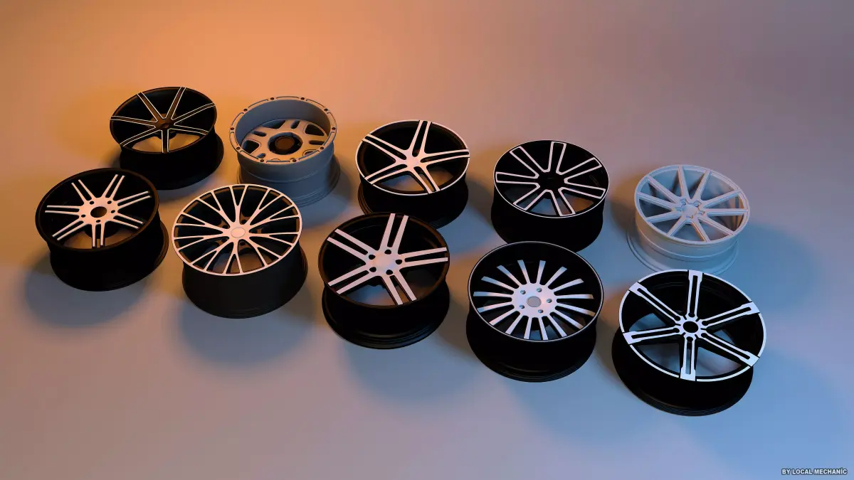 Car Rim-Wheel pack Low-poly 3D model