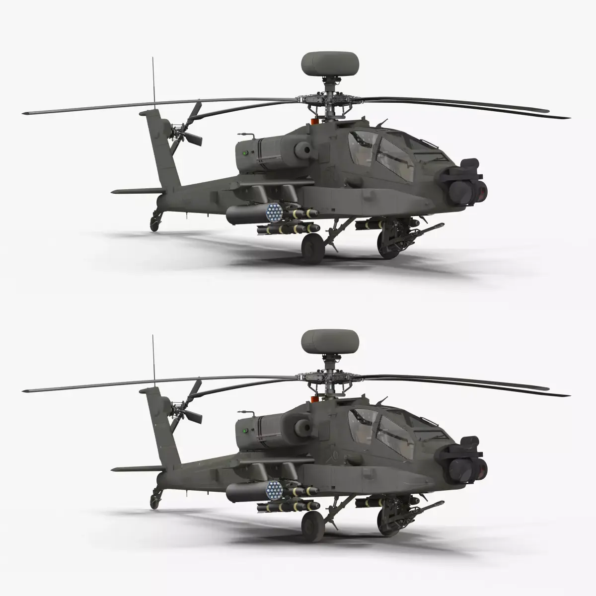 AH64E Apache Longbow Helicopter Green 2 in 1 3D Model Collection