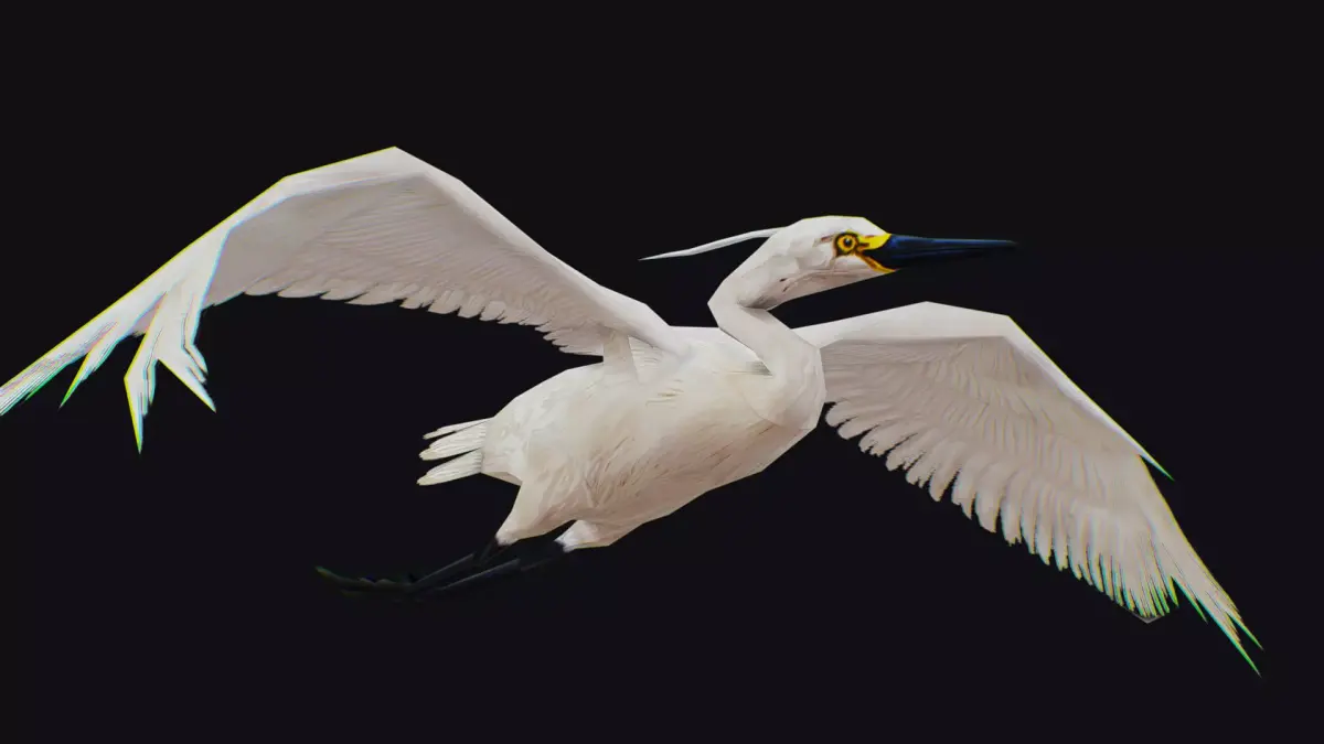 Stork Flying Bird Realistic Heron Animated Animal Lowpoly Low-poly 3D model