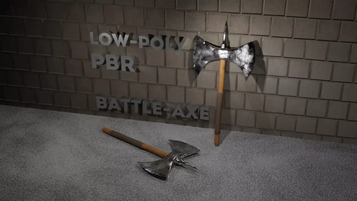 Battle axe Low-poly 3D model 24