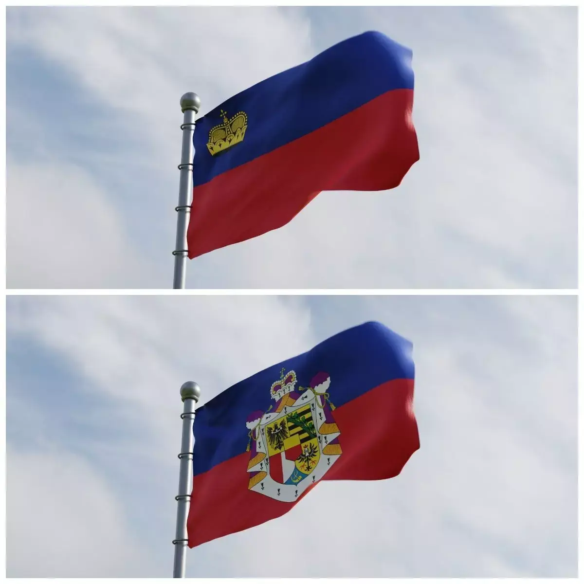 Animated Liechtenstein Flags 3D model