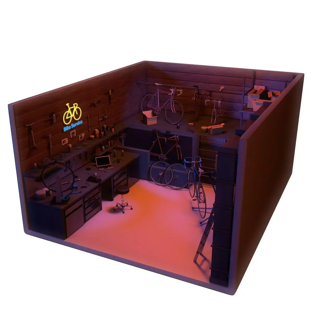 Bicycle Service Workshop 3D model