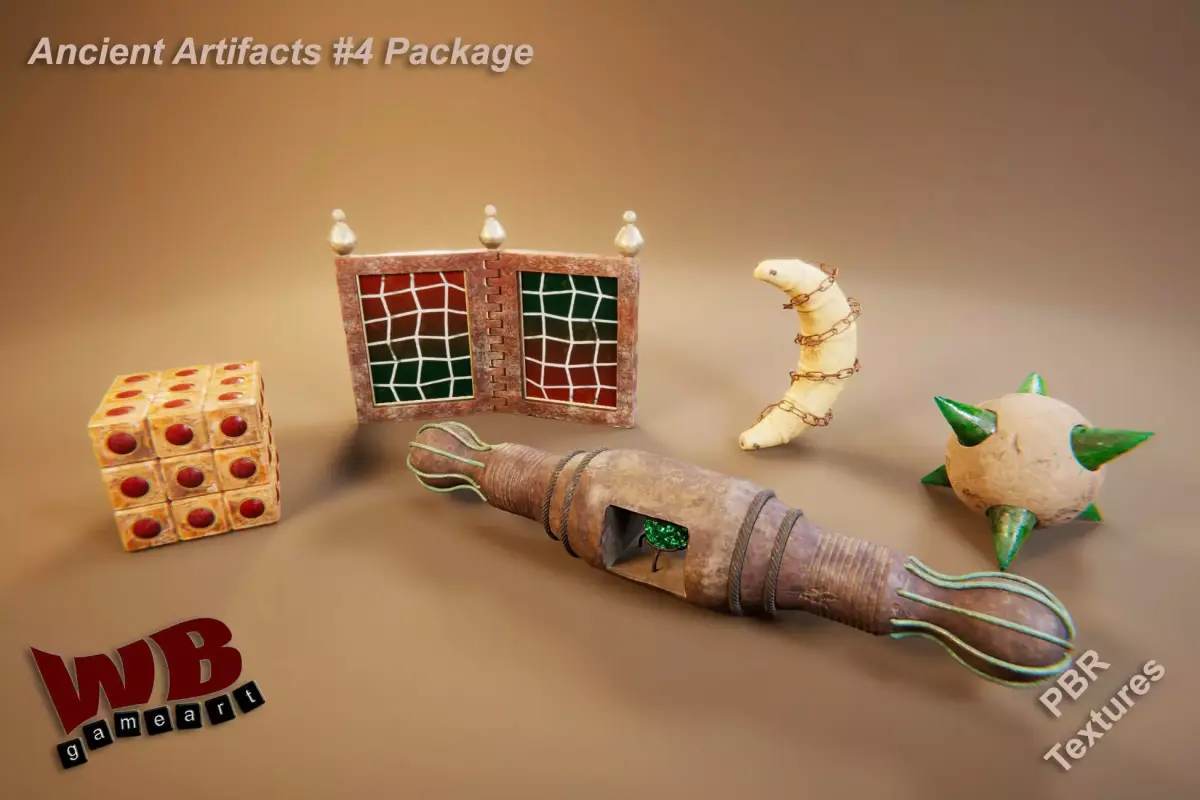 Ancient Artifacts 4 Package Low-poly 3D model
