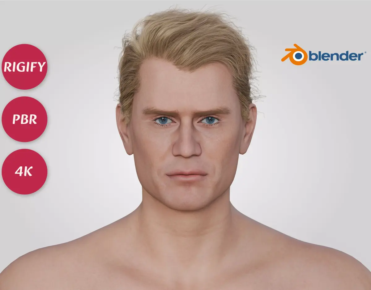 Dolph Lundgren - Male Celebrity Actor - Classic Side Part Hair Low-poly 3D model