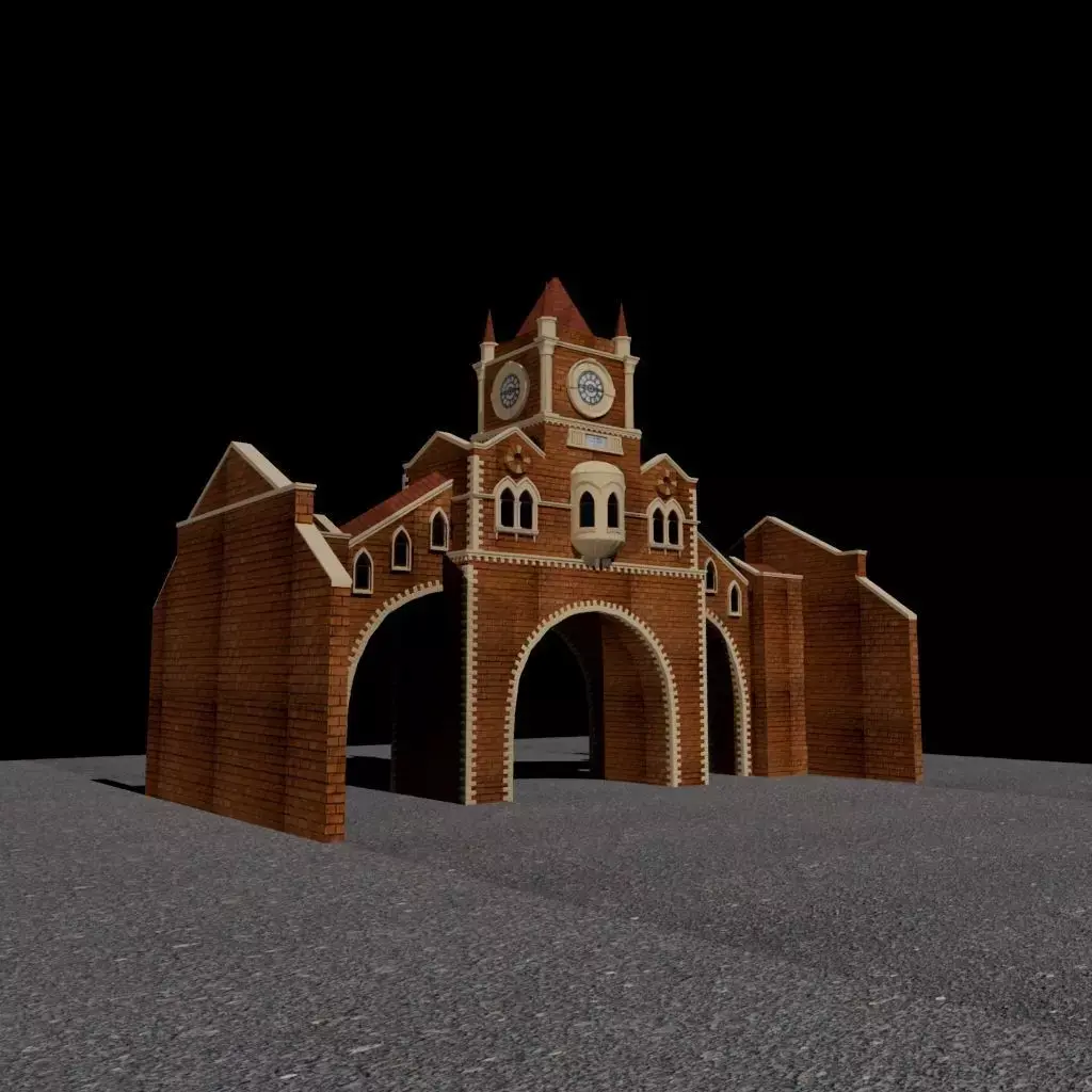 Navalrai Market Clock Tower Low-poly 3D model