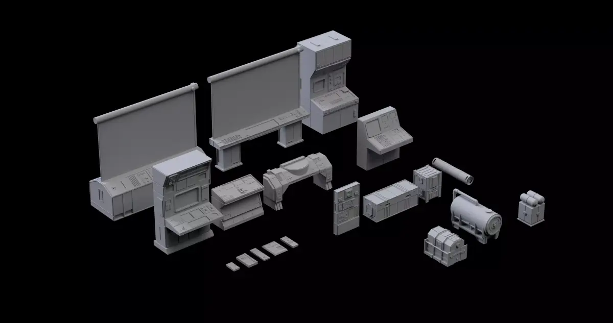 star wars computer kitbash Low-poly 3D model