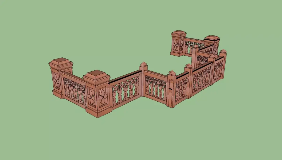 indian jodhpuri stone railing with balester 3d modal Low-poly 3D model purchase