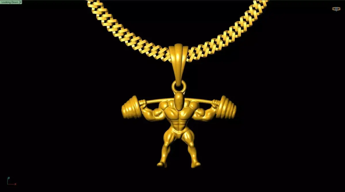 Bodybuilder Weightlifting Fitness Jewelry Pendant Necklace 3D print model
