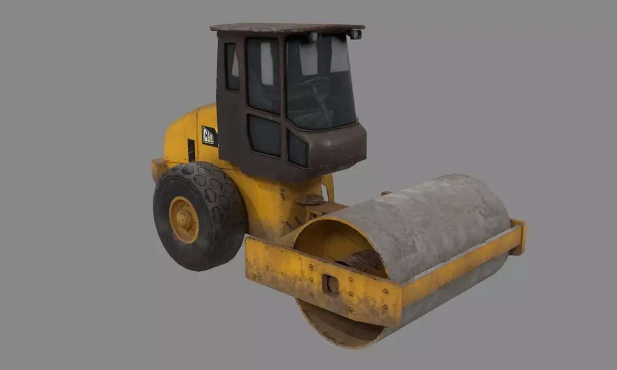 Road roller Low-poly 3D model