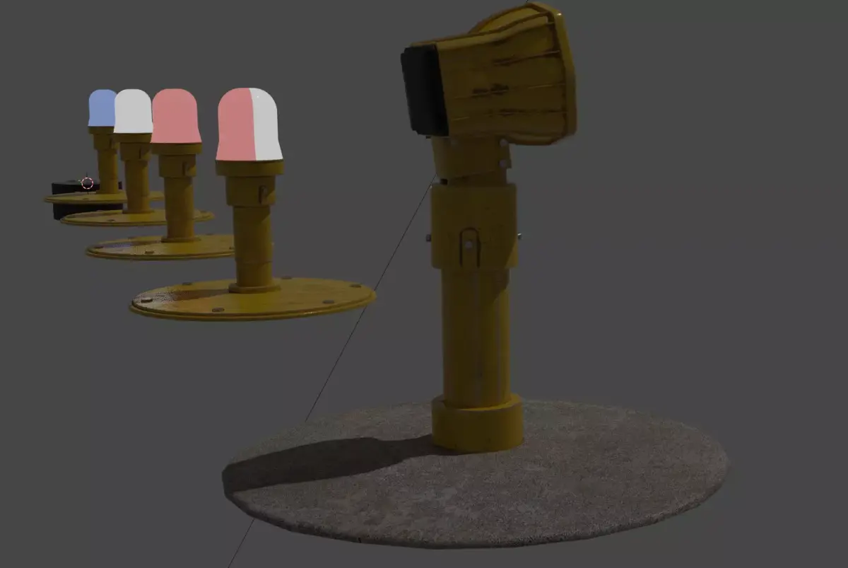 Airport Runway lights and Taxi lights Low-poly 3D model