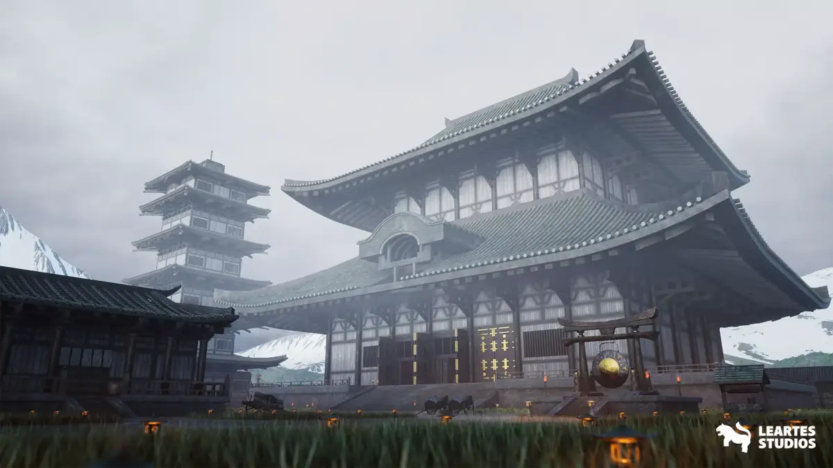 Japanese Temple Environment Low-poly 3D model