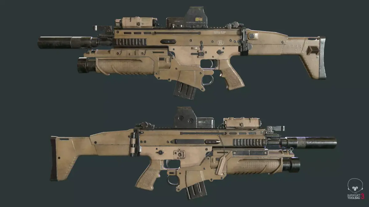 Fn-Scar Assault Rifle Low-poly 3D model purchase
