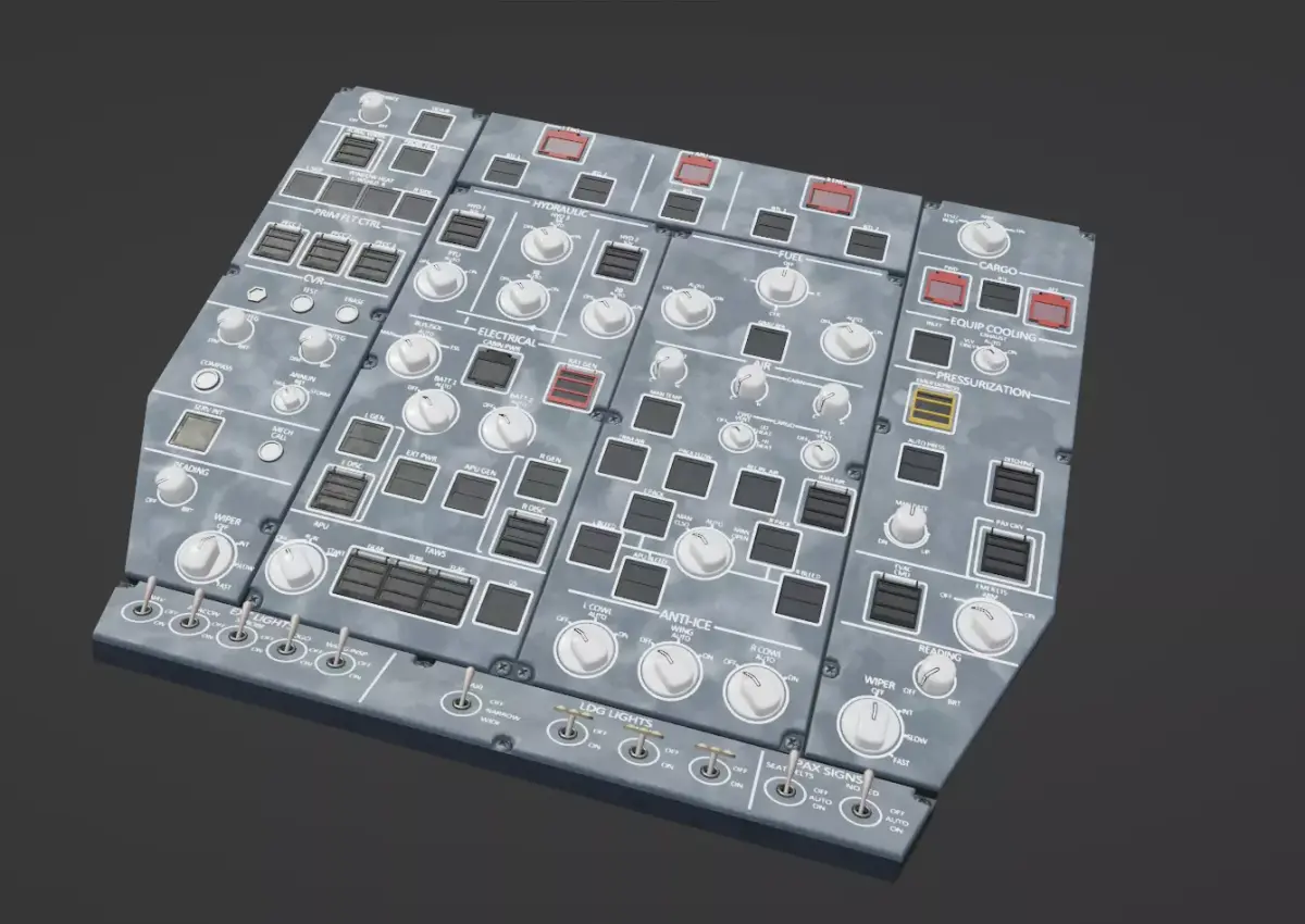 Airbus A220 Cockpit Overhead Animated Low-poly 3D model
