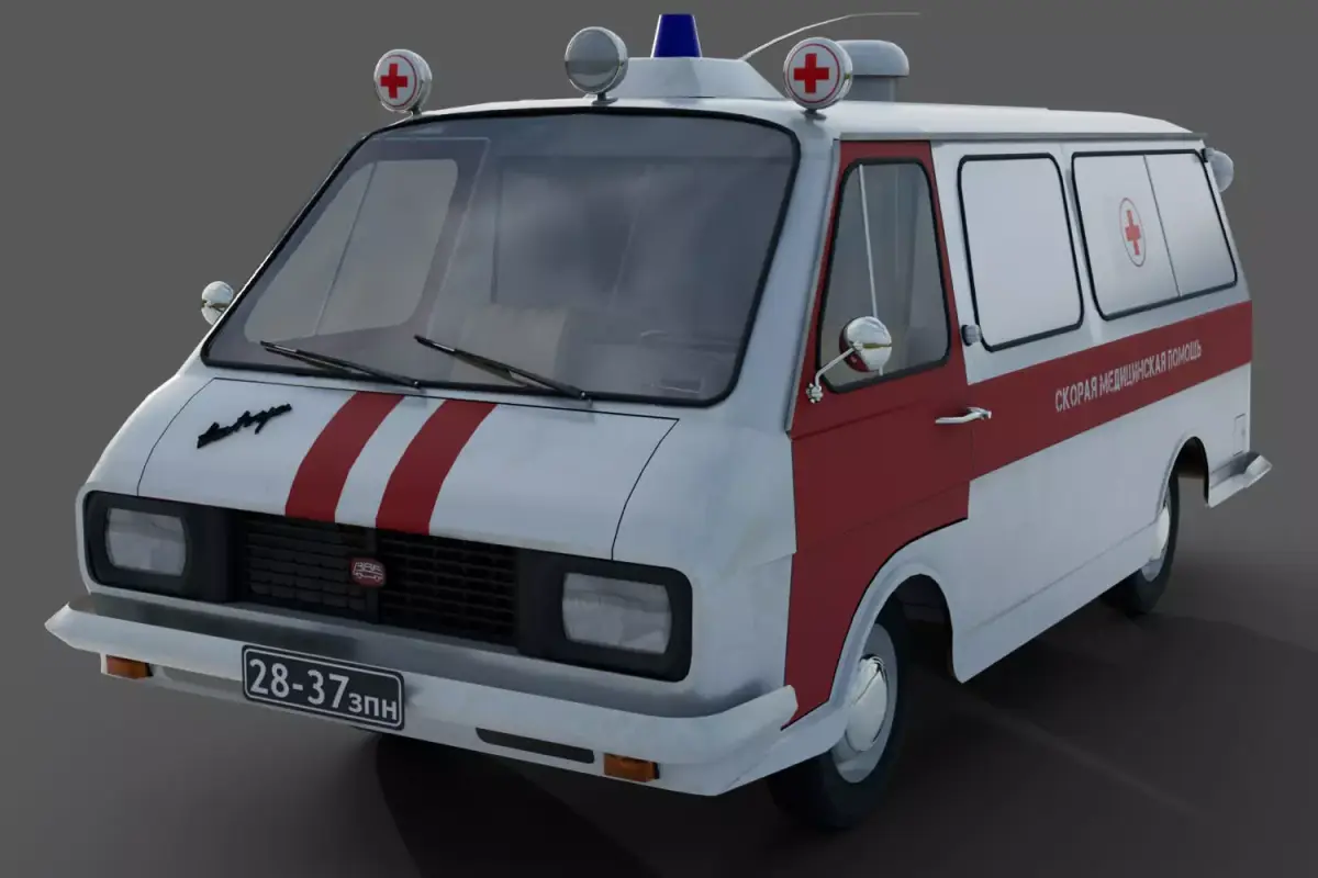 RAF-2203 ambulance Low-poly 3D model