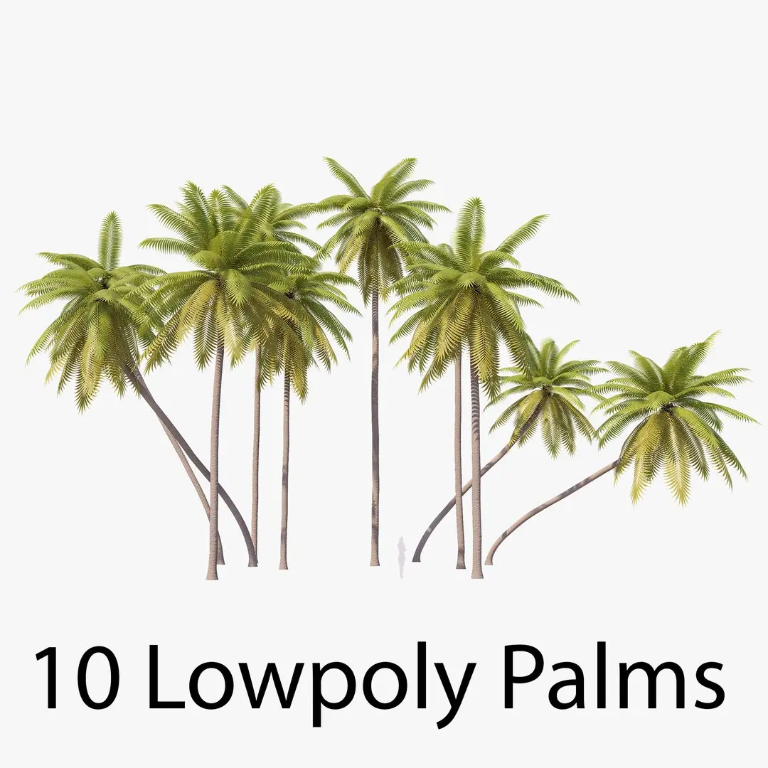 Palms Lowpoly Set 01 with LODs 3D model