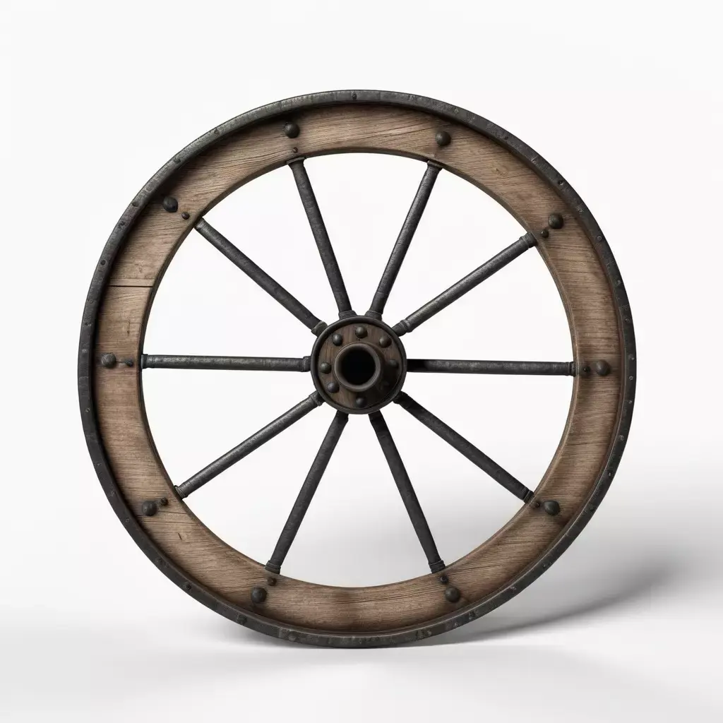 Weathered Wooden Cart Wheel Isolated 3D model