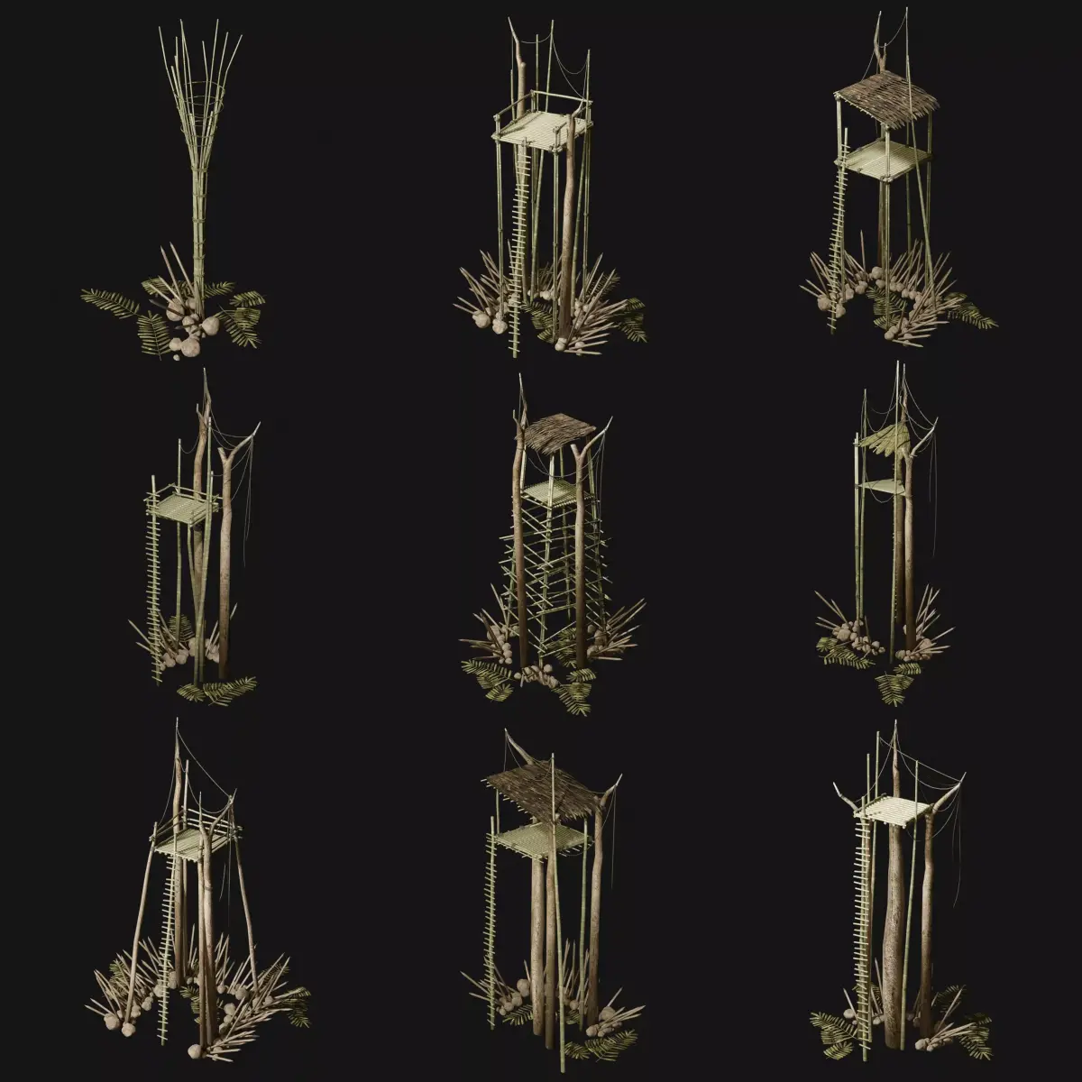 JUNGLE SWAMP WATCHTOWER SCOUT HUNTER TOWER AAA COLLECTION Low-poly 3D model