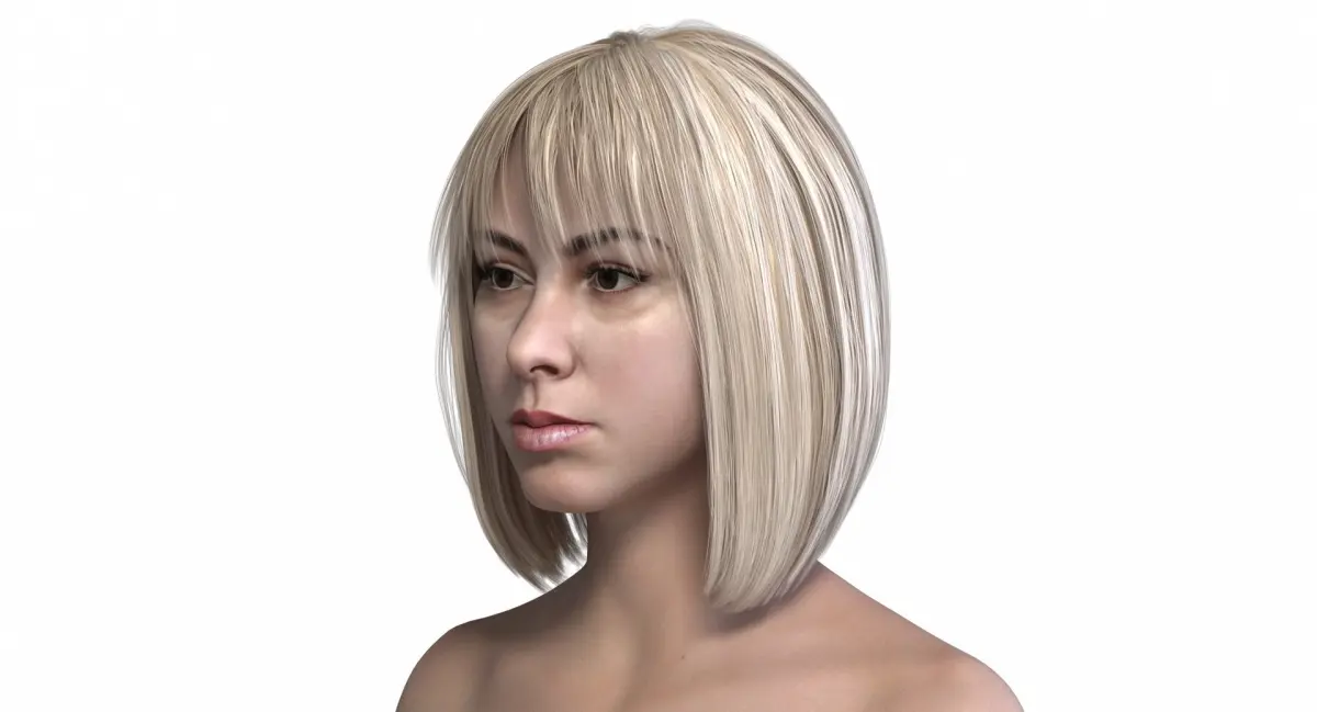Realistic Medium Straight Blonde Hair 3D model