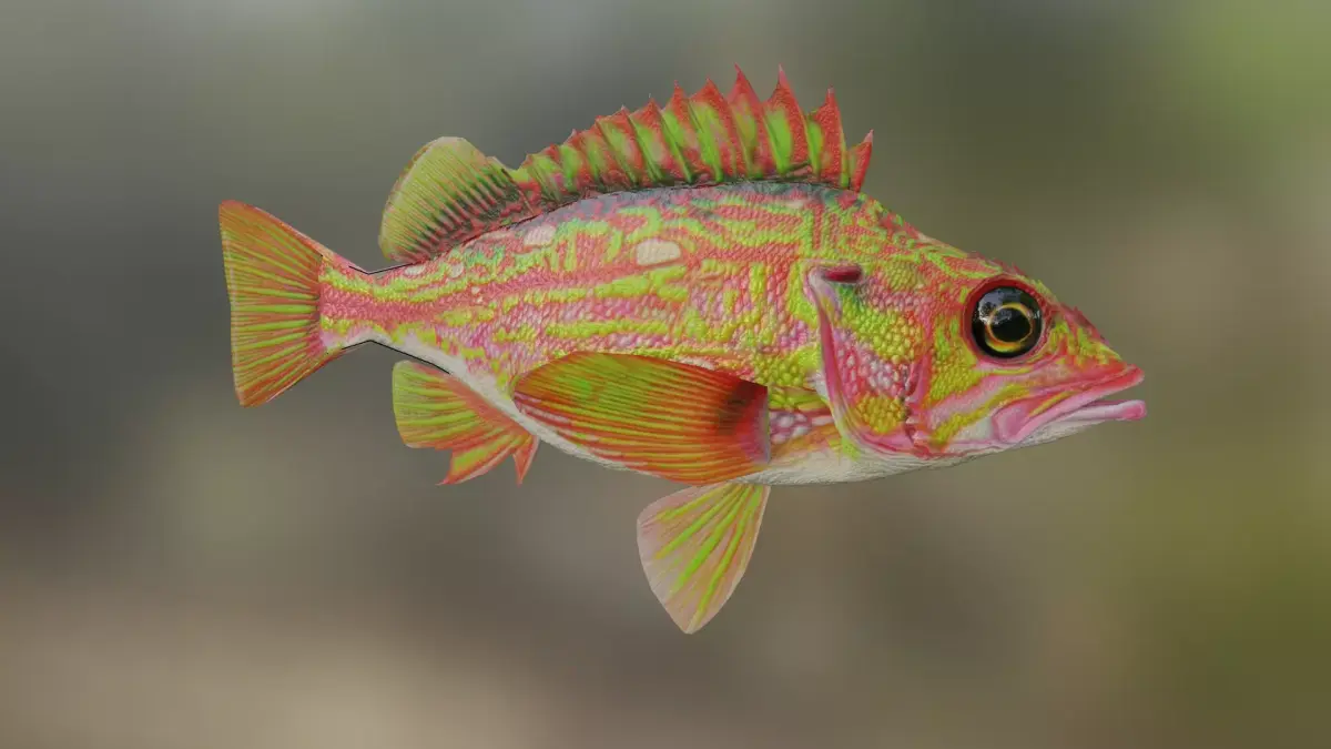 Fish Rosethorn Rockfish 3D model Low-poly 3D model