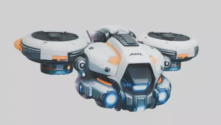 Game Ready Futuristic VTOL Drone MultiFormat SciFi Vehicle 3D model