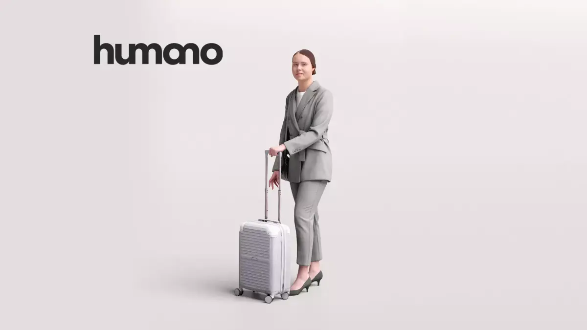 Humano Traveling Woman with suitcase 2206-3 3D model
