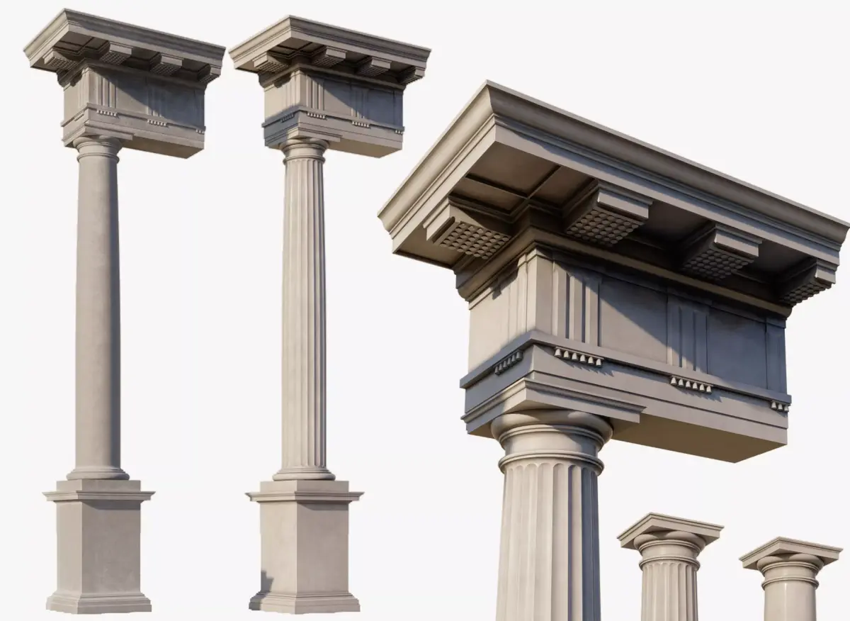 Mutulary Doric  two column with pedestal and entablature   3D model
