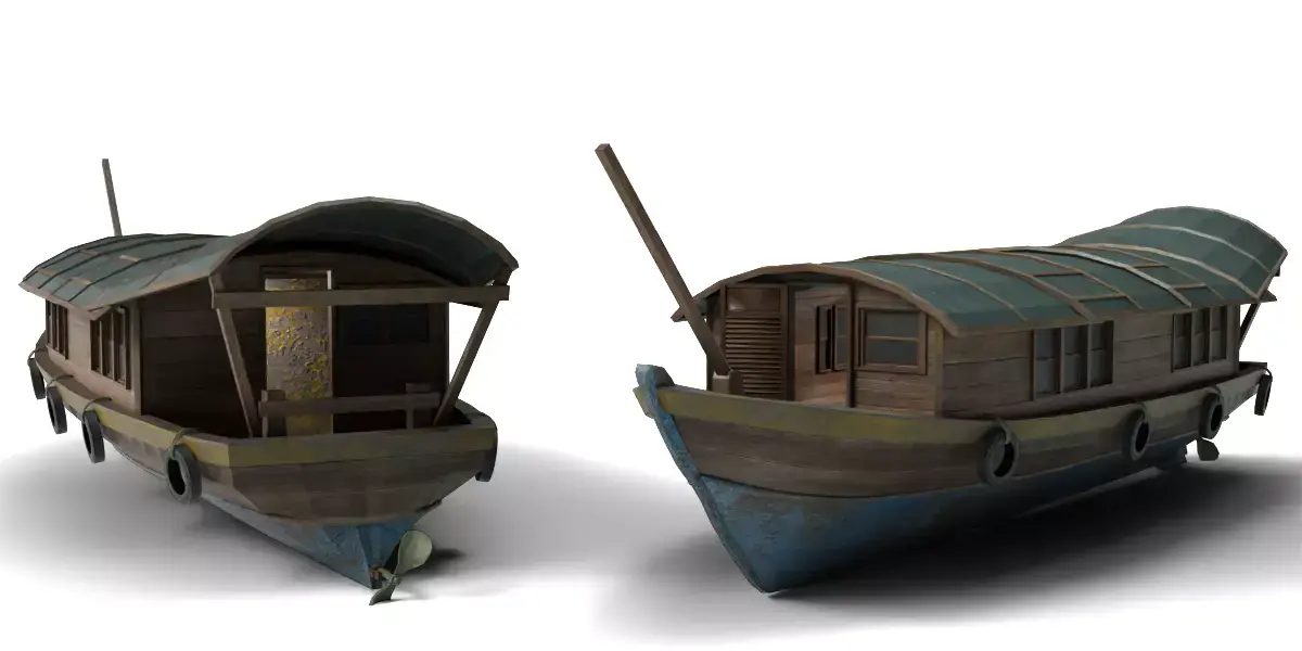 Handcrafted Wooden Boat 2 Premium Design 3D model