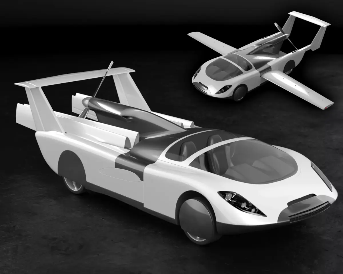 Air car flying vehicle concept 3D model