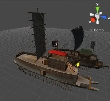 old samurai battle ship and old korea battle ship unity 3d Low-poly 3D model