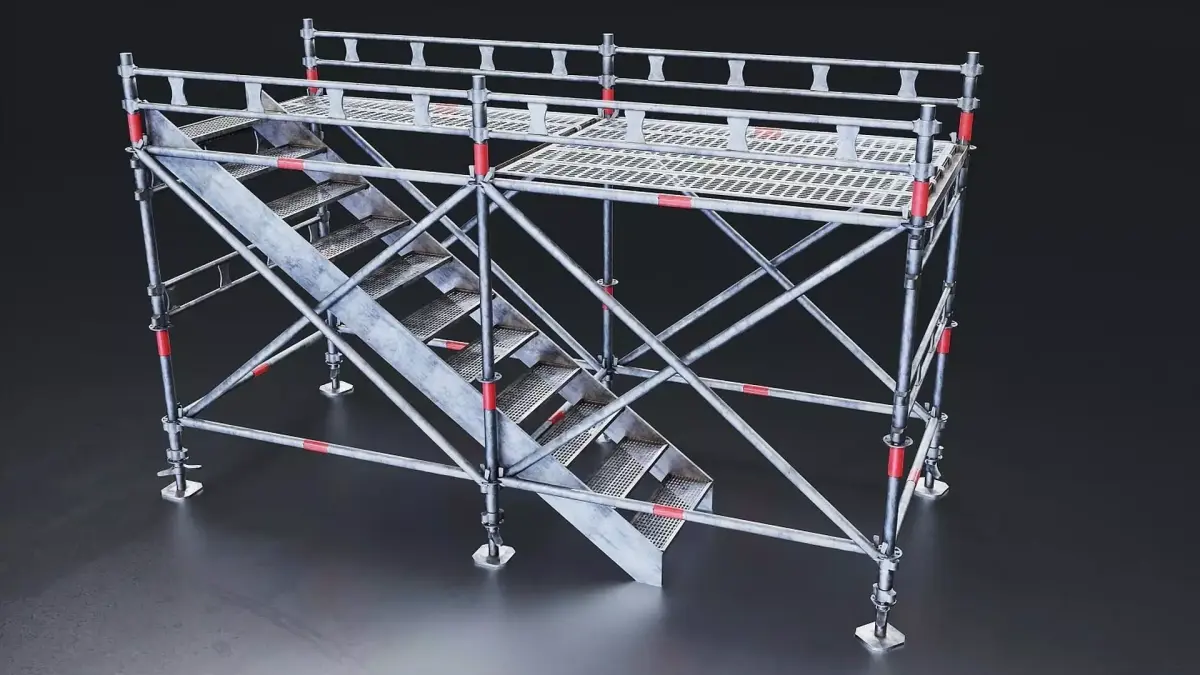 Construction Scaffolding Structure with stair Low-poly 3D model