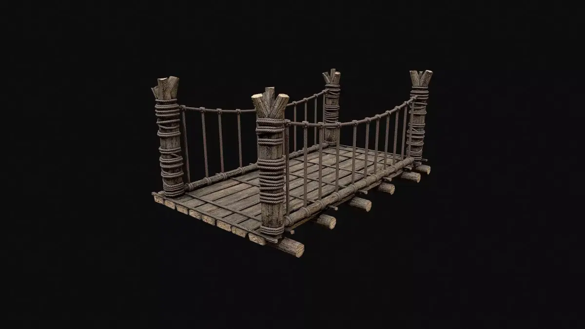 Modular Darkwood Bridge Low-poly 3D model