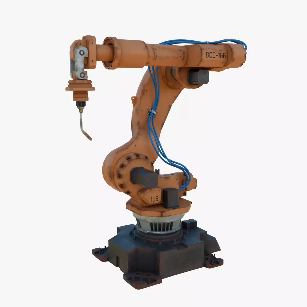 Industrial Welding Robot Orange Rusty Low-poly 3D model