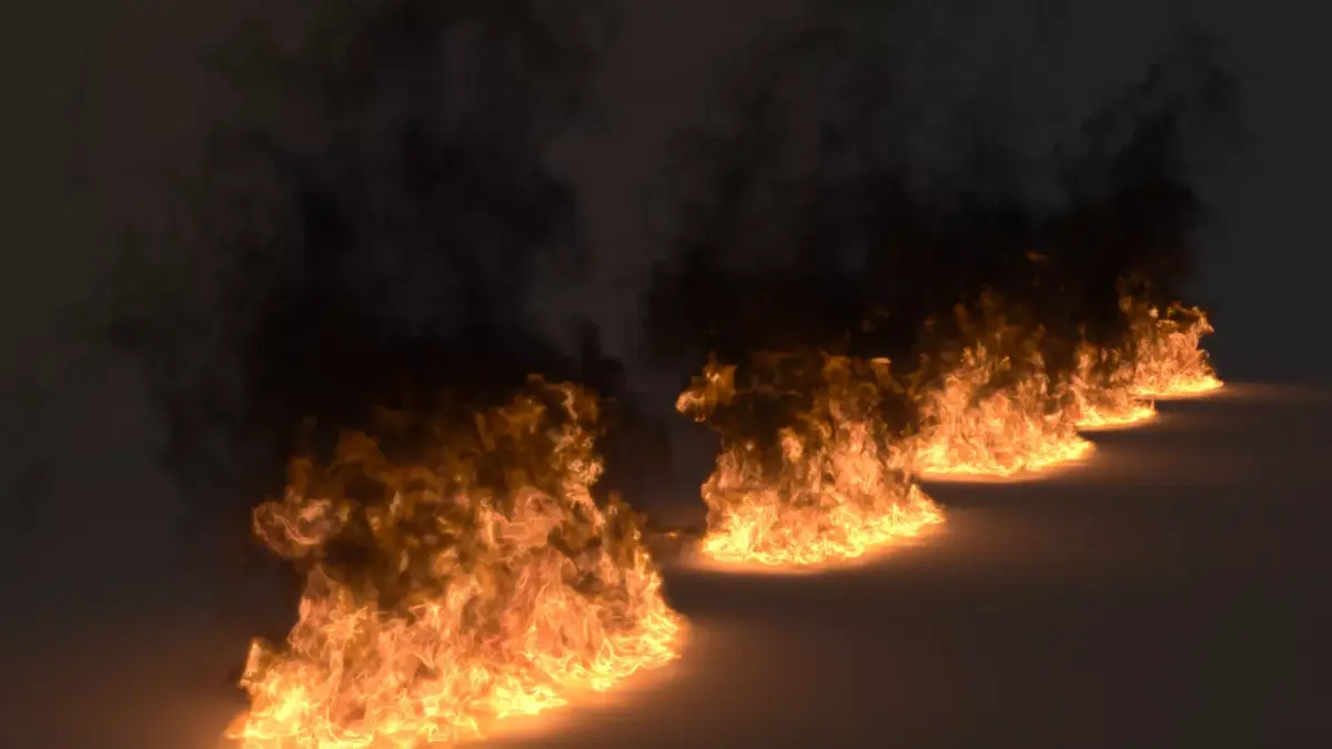 Volumetric Thick Smoke Oil Fire VDB Set for Blender 3D model