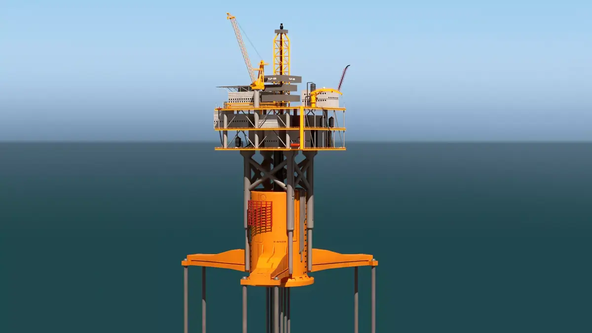 TPL Tension Leg Oil Platform Low-poly 3D model