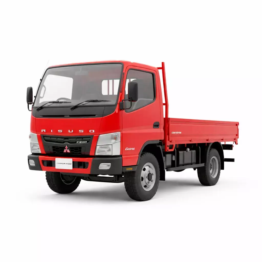 Mitsubishi Fuso Canter Red Light Duty Flatbed Delivery Truck Low-poly 3D model