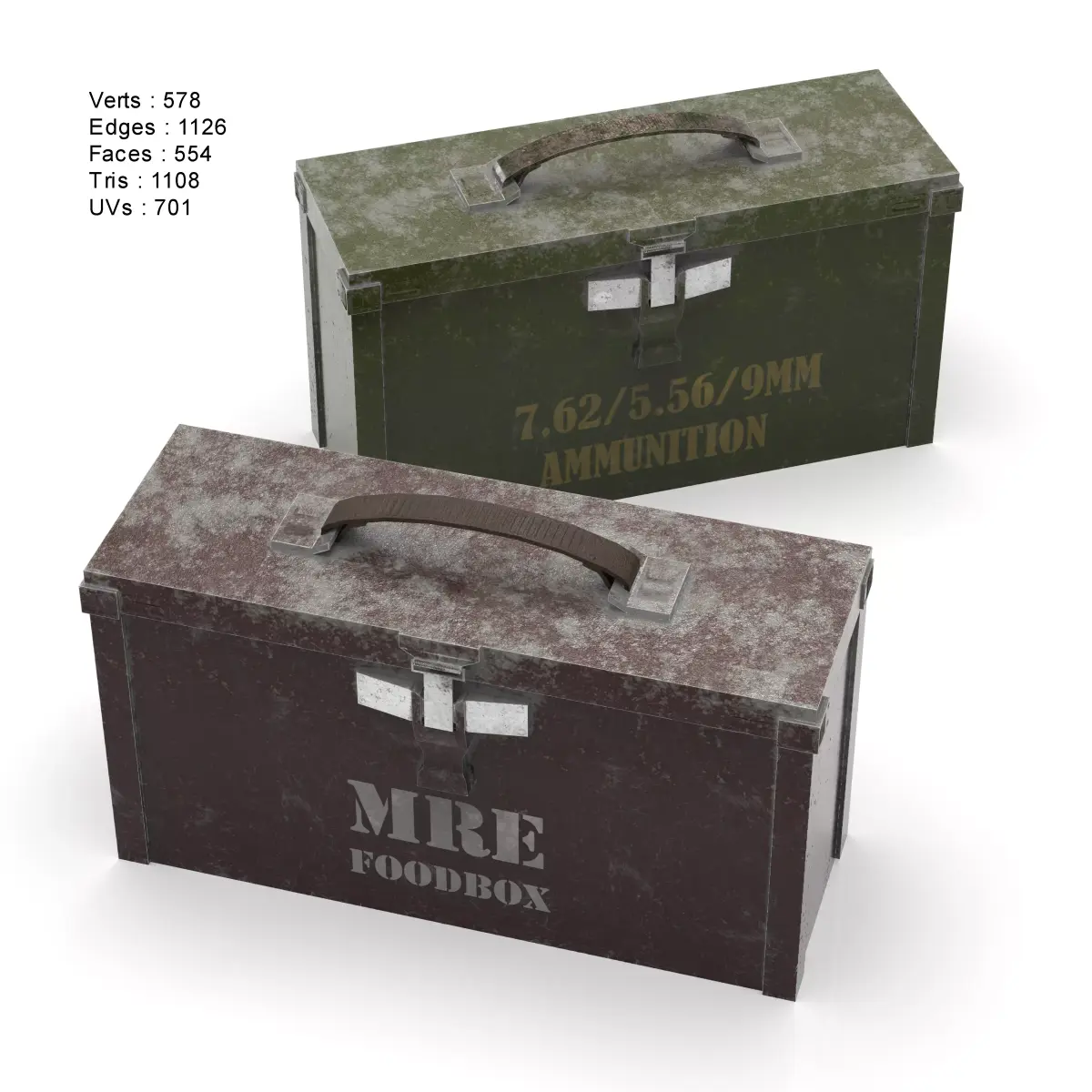 Ammoboxes AmmoCrate of Mmmunition  Low-poly 3D model Free low-poly 3D model