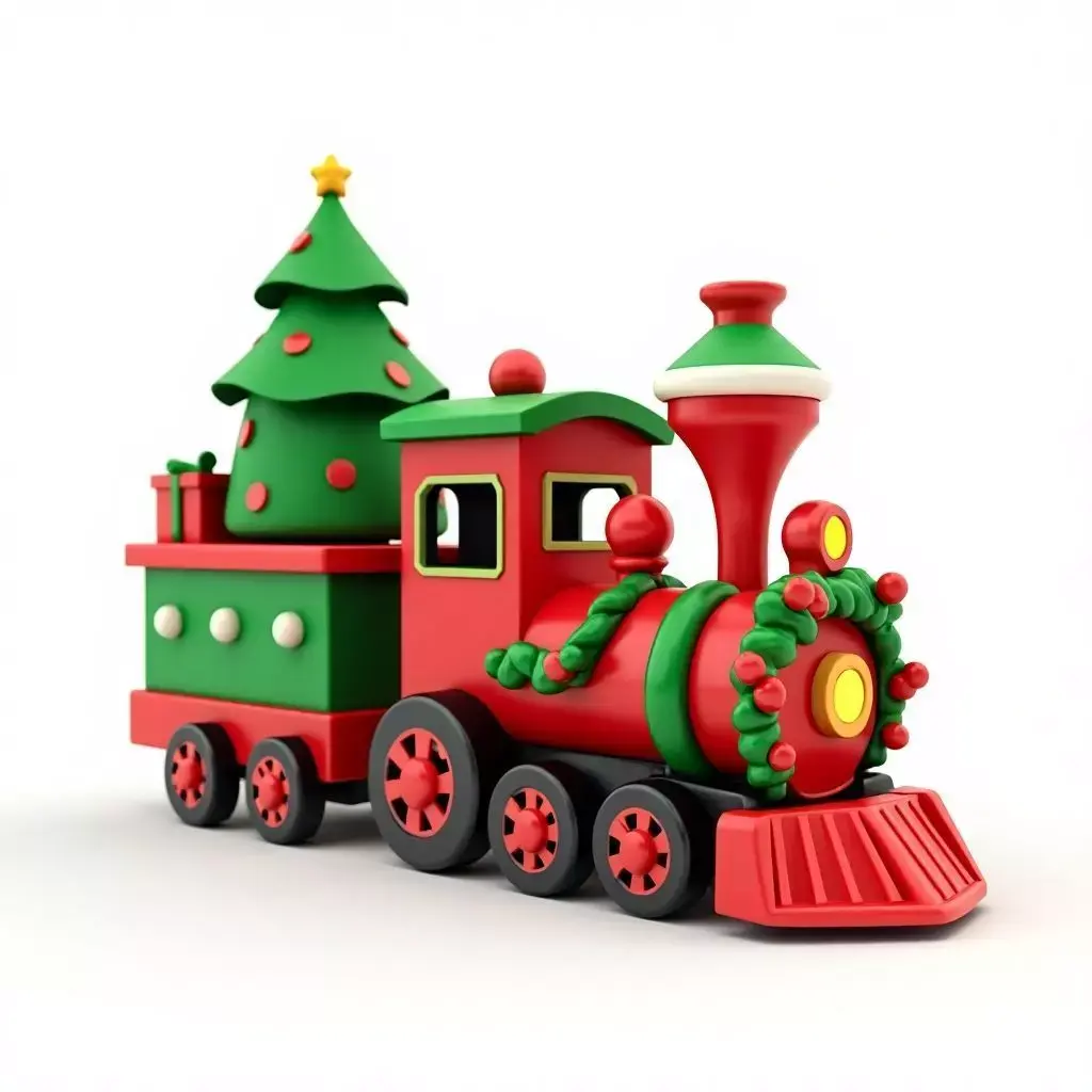 Christmas Toy Train 3D Model Festive Locomotive Low-poly 3D model