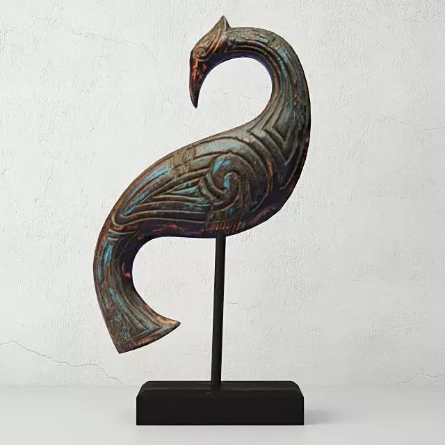 Bali Jackfruit Wood Bird On Stand 2 3D model