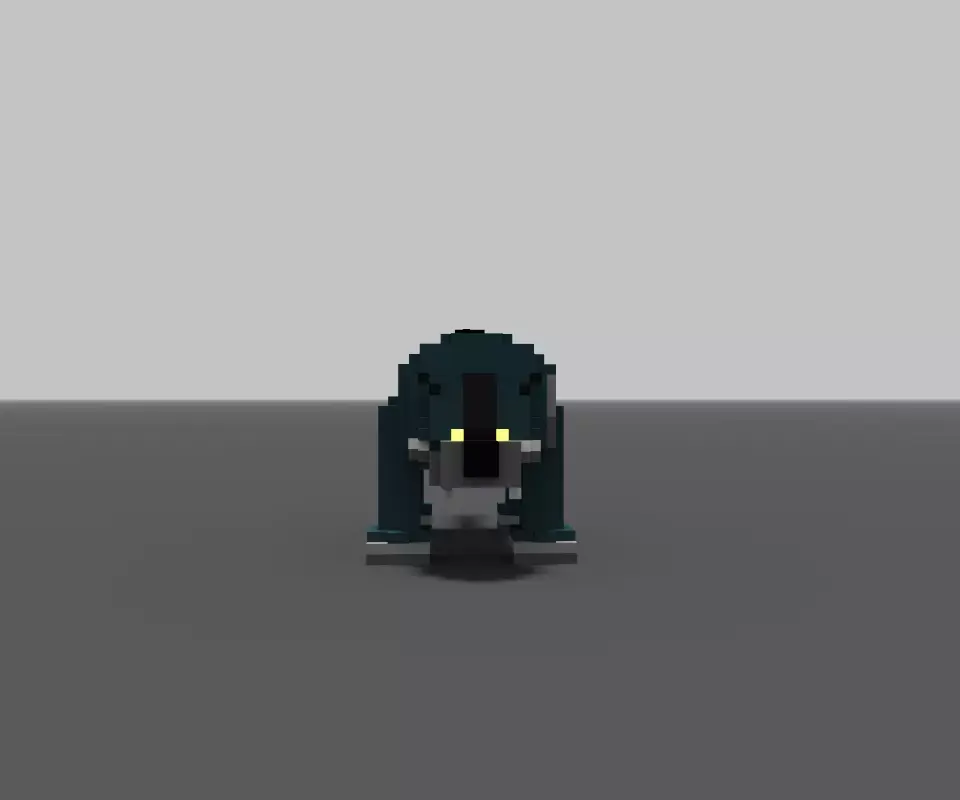 Wolfie pixel dog in minecraft Low-poly 3D model