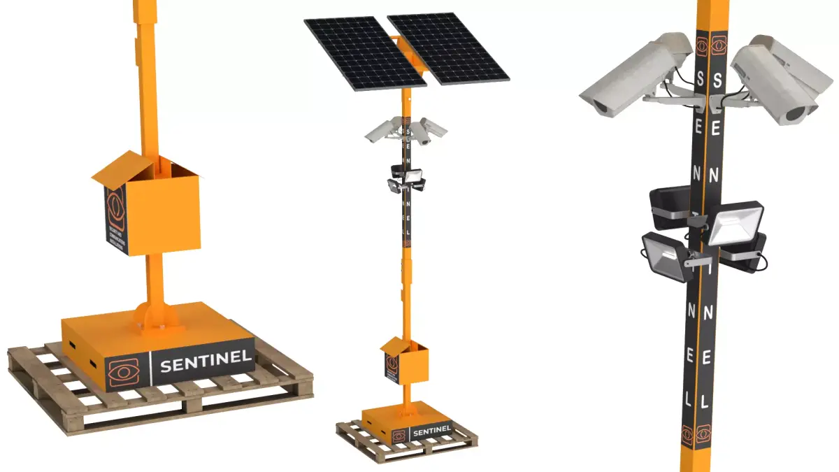 Surveillance System Pole with CCTV and Solar 3D model