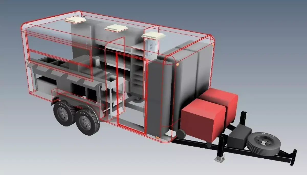 14 ft x 8 ft food trailer donuts trailer 3D model