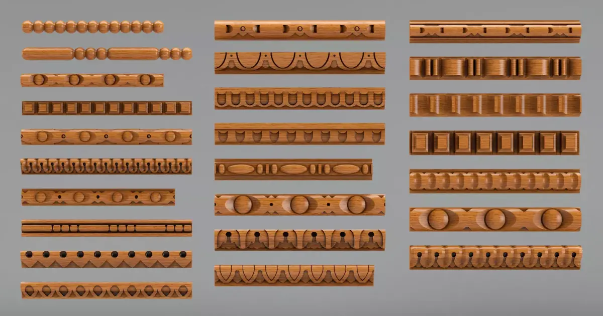 Decorative molding 9-17mm width set Free 3D model