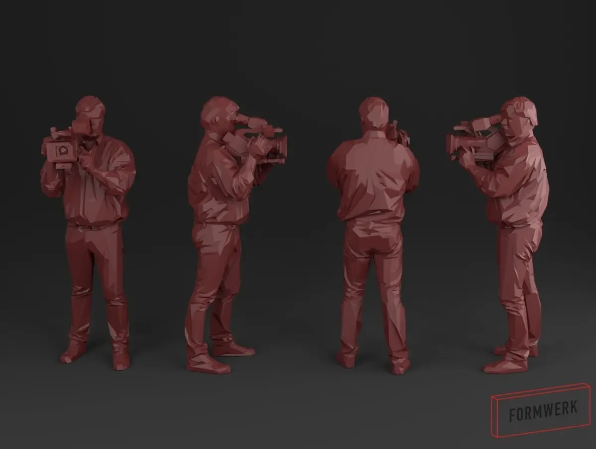 Camera man 03 - Low Poly printable Low-poly 3D model