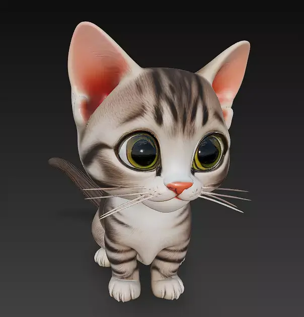 Cat Kitten Realistic 3D Model Basic - Low Poly Realistic Low-poly 3D model shop