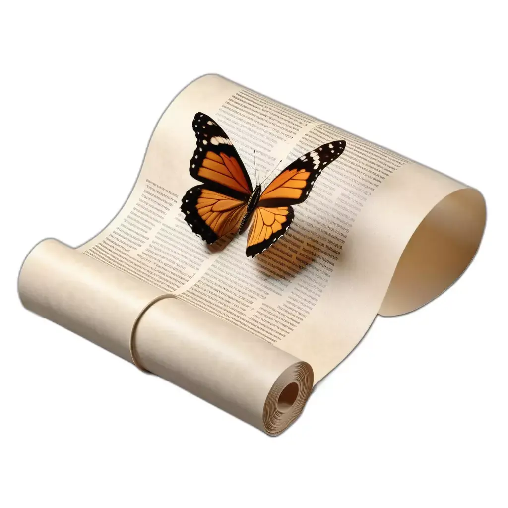 Butterfly on Old Scroll 3D Model Low-poly 3D model purchase
